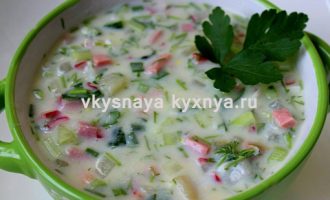 Окрошка на кефире с минералкой